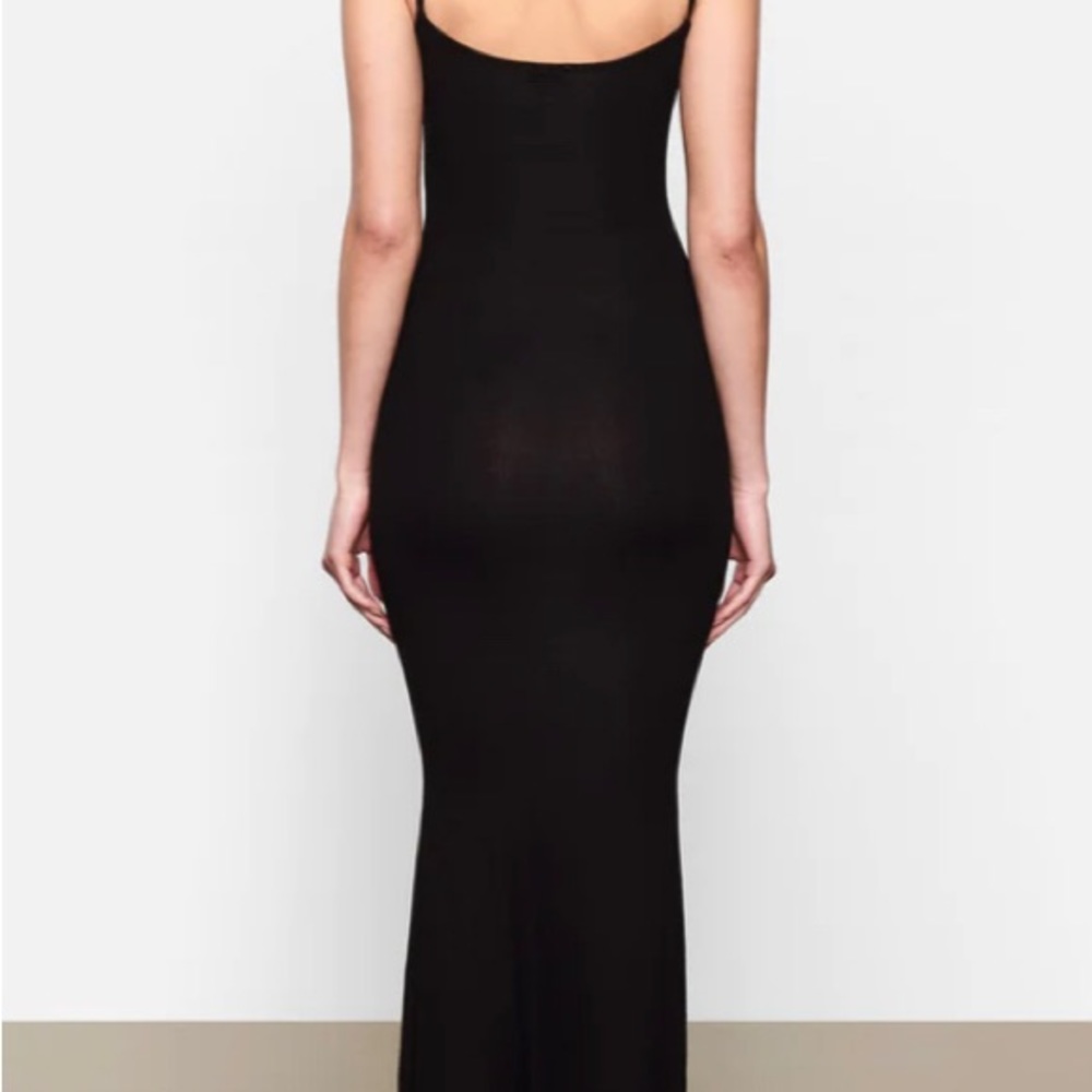 NWT SKIMS Soft Lounge Long Ribbed Slip Dress -Onyx - Picture 3 of 3